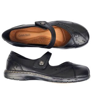 Cobb Hill Women's Black Mary Jane Shoes Leather Comfy Size 7.5 XW